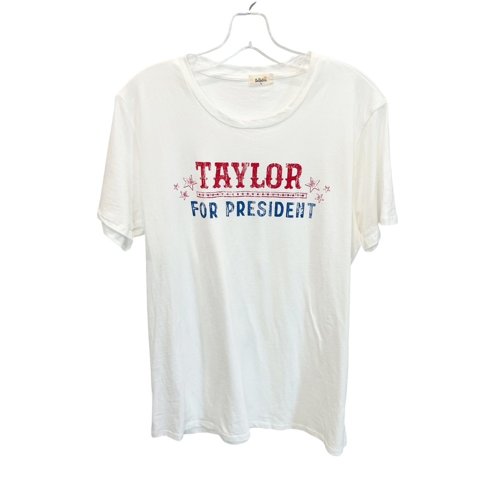 Tullabee Taylor For President Graphic T-Shirt XL White Cotton Americana USA Made
